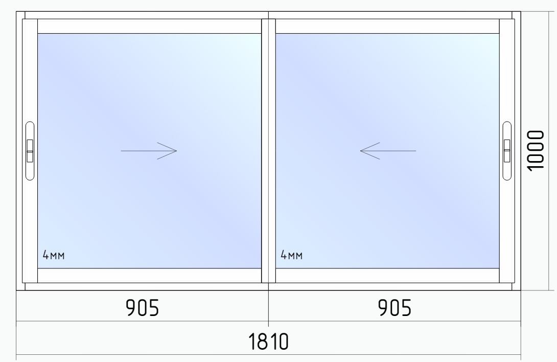 Алюминиевая раздвижка 1810 х 1000 мм изображение, анонсные картинки товара