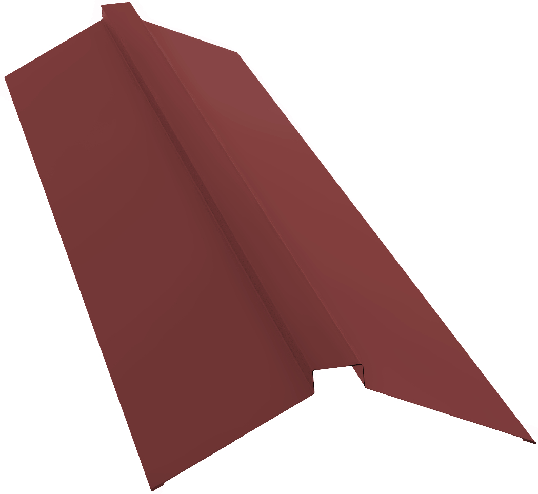 Планка конька плоского 150х40х150 0,45 PE с пленкой RAL 3011 коричнево-красный (3м) изображение, анонсные картинки товара