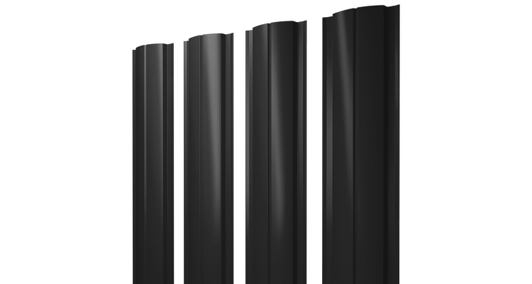 Штакетник Полукруглый Slim с прямым резом 0,5 PurLite Matt RAL 9005 черный изображение, анонсные картинки товара