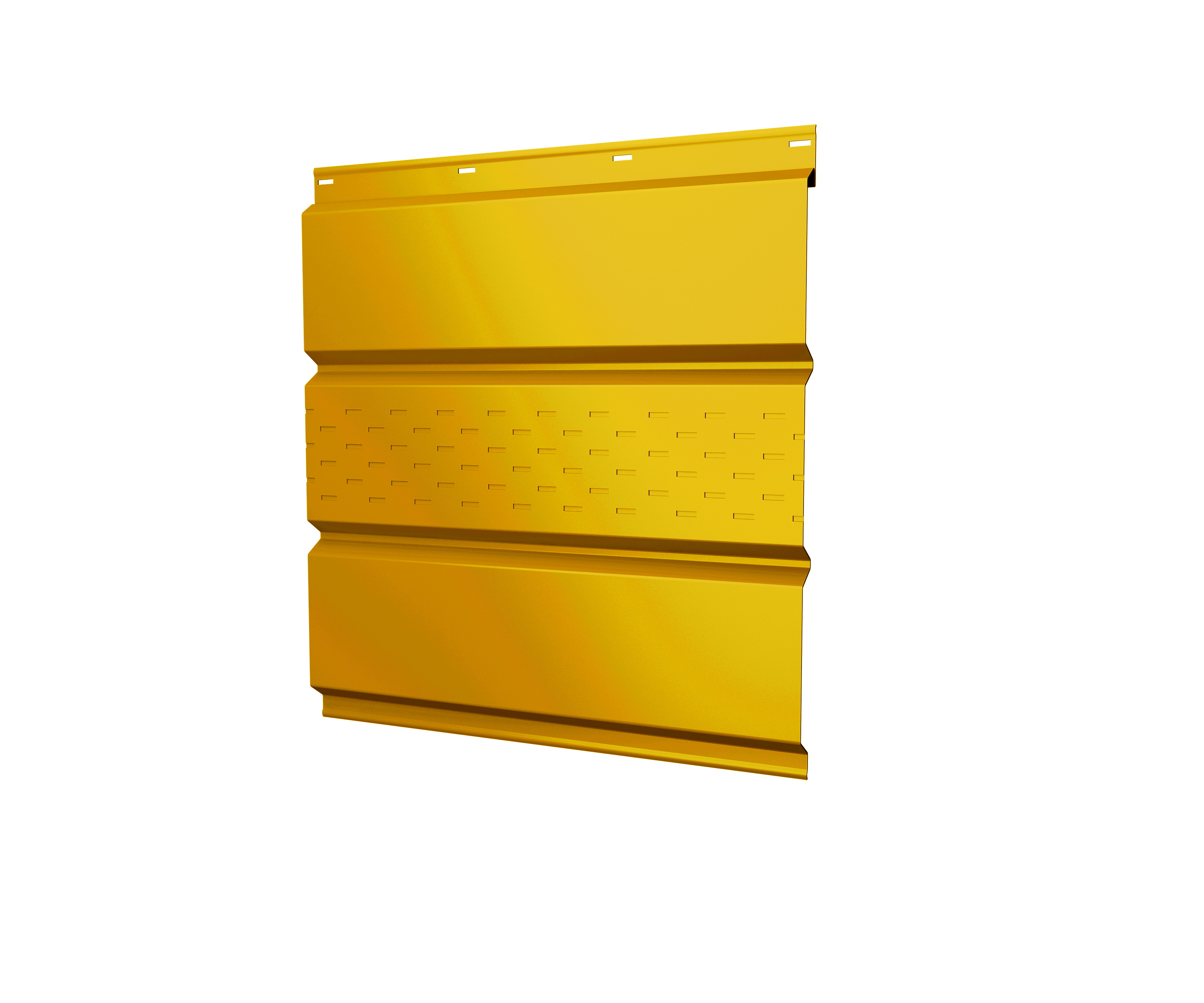 Софит металлический центральная перфорация 0,45 РЕ с пленкой RAL 1018 цинково-желтый изображение, анонсные картинки товара