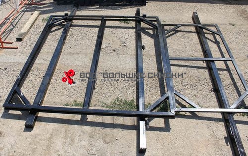 Каркас ворот с калиткой черный: вид с улицы ПР/на себя 3.5м+1м х 1.5м изображение, анонсные картинки товара