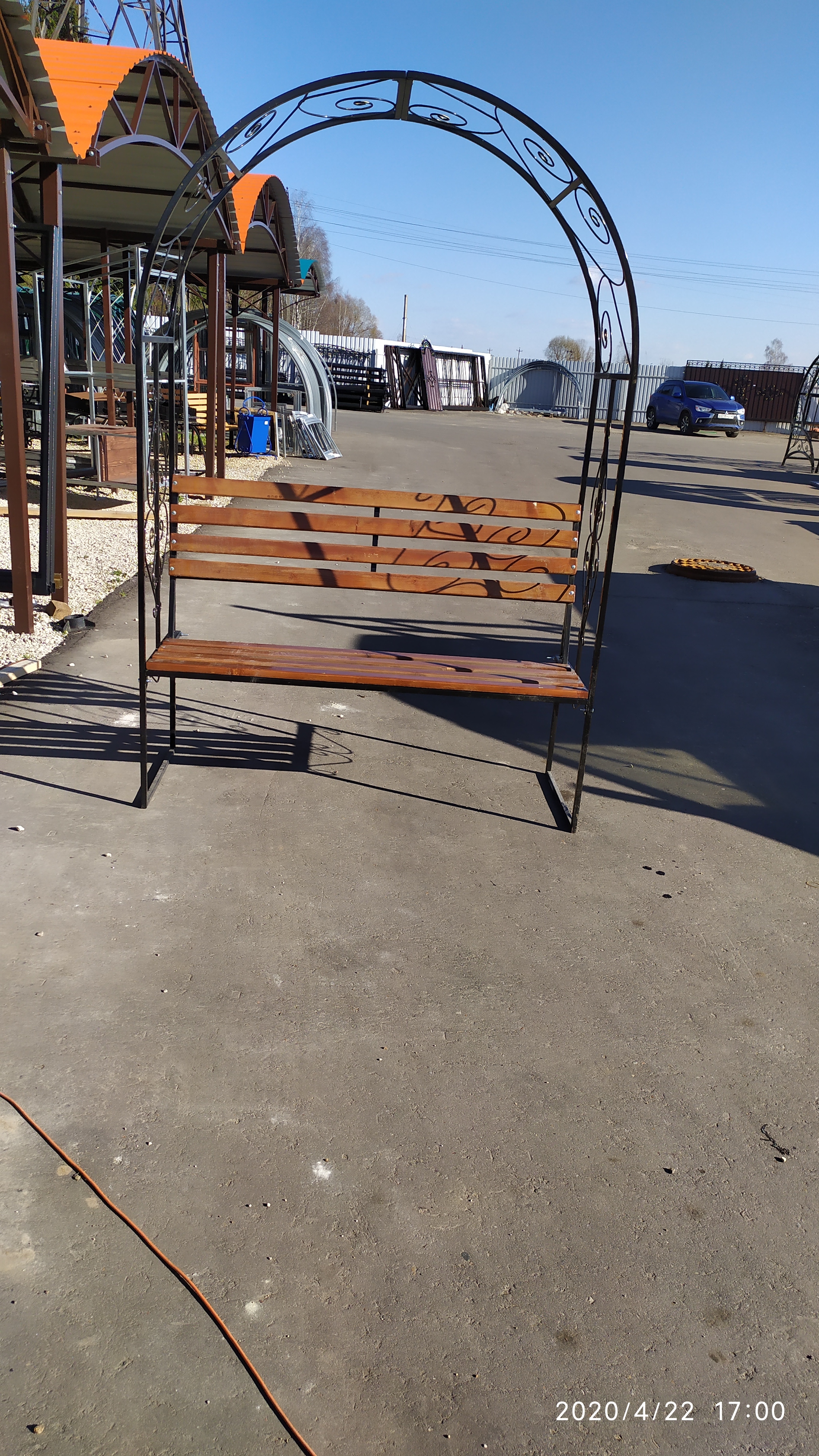 Скамейка №12 (1,5м.) с перголой с деревом изображение, анонсные картинки товара