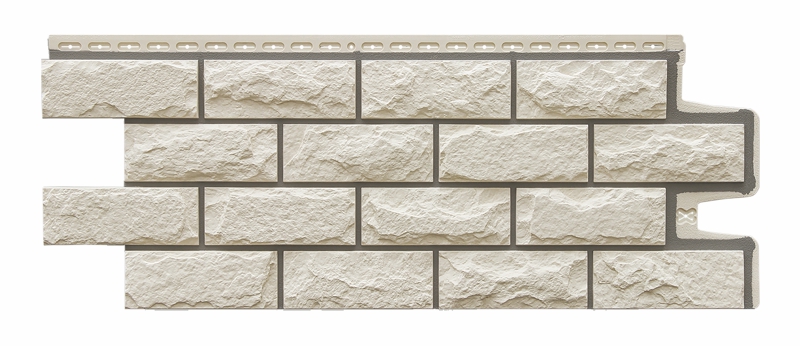 Фасадная панель Grand Line Колотый камень Design молочный со швом RAL 7006 изображение, анонсные картинки товара