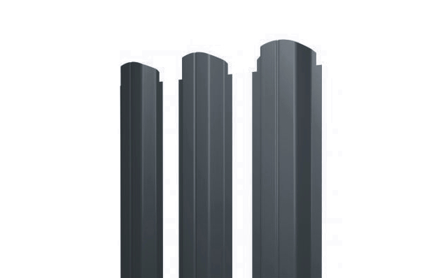 Штакетник П-образный А фигурный 0,5 Rooftop Бархат RAL 7016 антрацитово-серый изображение, анонсные картинки товара