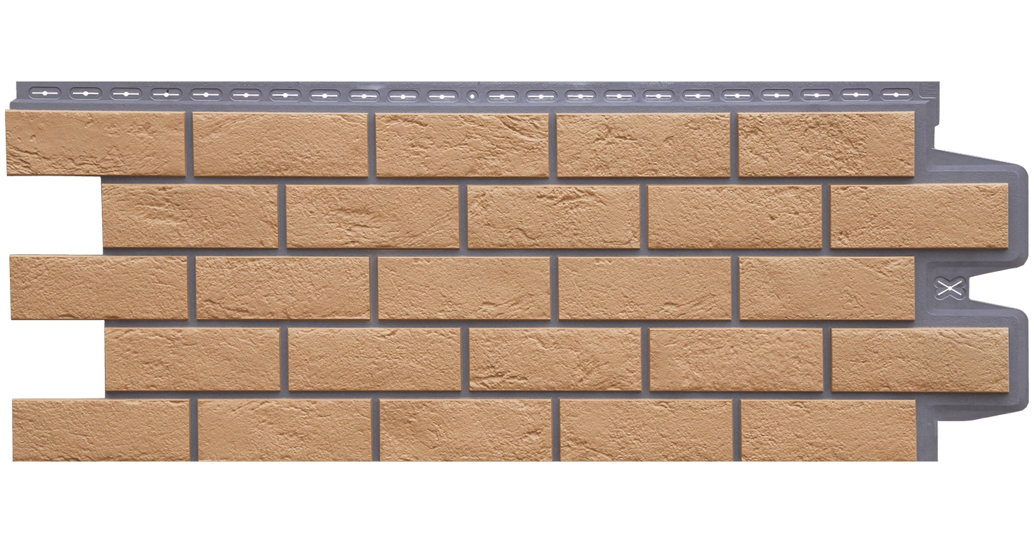 Фасадная панель Grand Line Состаренный кирпич Design Plus солома с темно-бежевым швом изображение, анонсные картинки товара