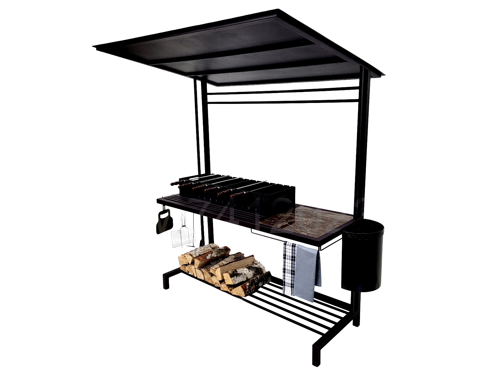 Мангал 42/3+Крыша-Т7 (полочка керамогранит) изображение, анонсные картинки товара