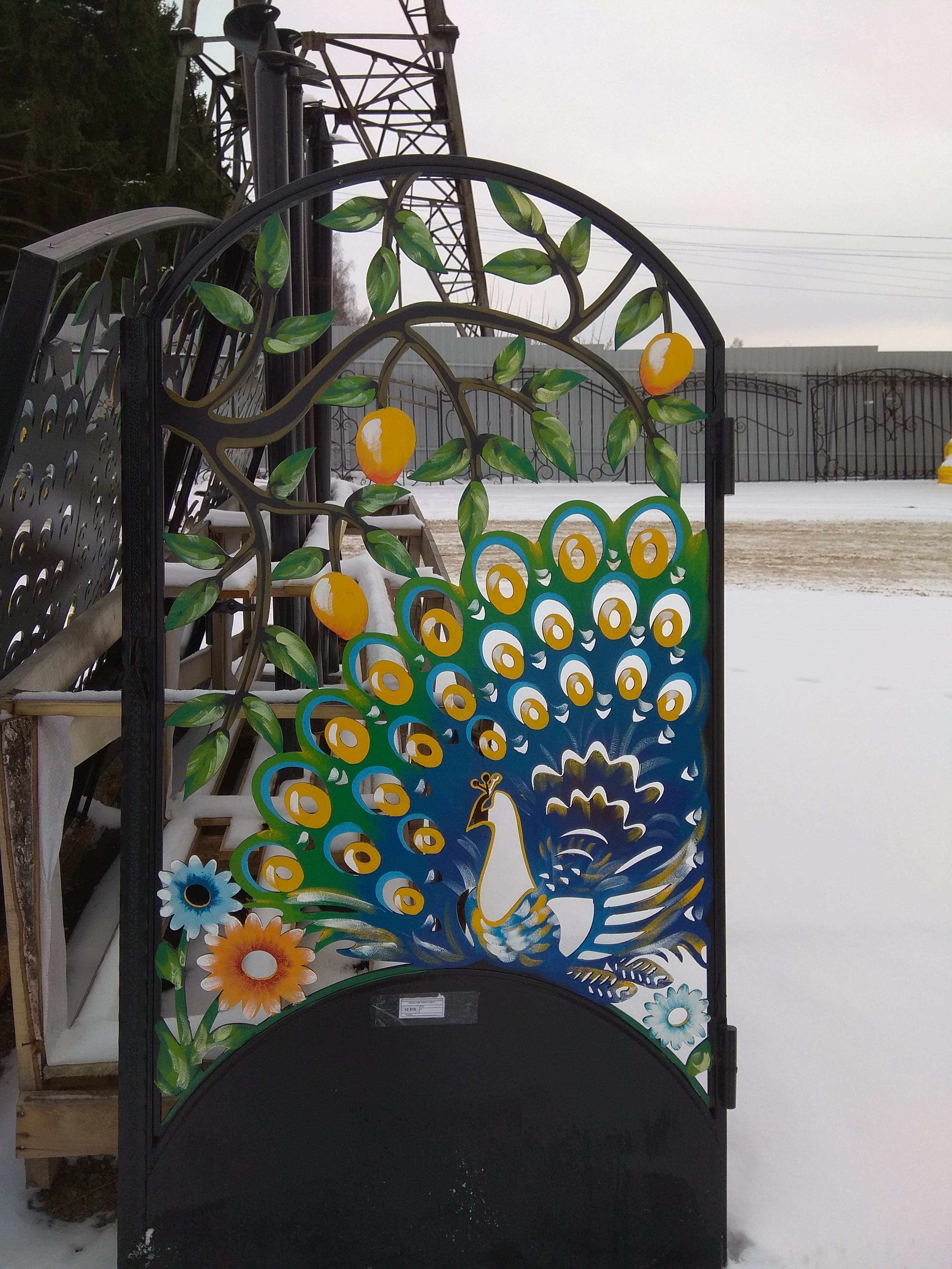 Калитка №30 художественная резка "Павлин с манго" 1,75х0,9м изображение, анонсные картинки товара