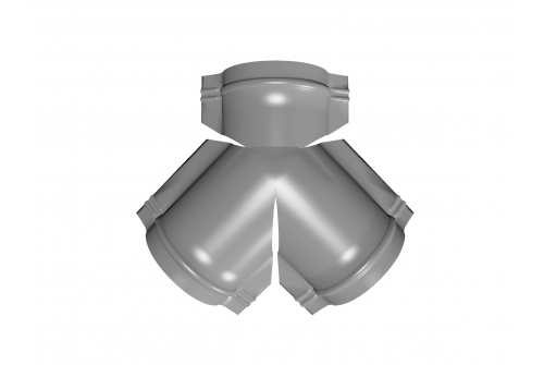 Тройник Y конька полукруглого PE с пленкой RAL 9006 бело-алюминиевый изображение, анонсные картинки товара