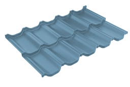 Металлочерепица модульная квинта Uno Grand Line c 3D резом 0,45 Drap TX RAL 5024 пастельно-синий изображение, анонсные картинки товара