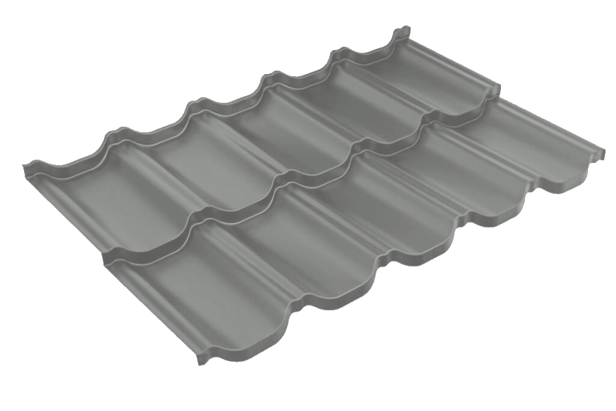 Металлочерепица модульная квинта Uno Grand Line c 3D резом 0,45 PE RAL 7005 мышино-серый изображение, анонсные картинки товара