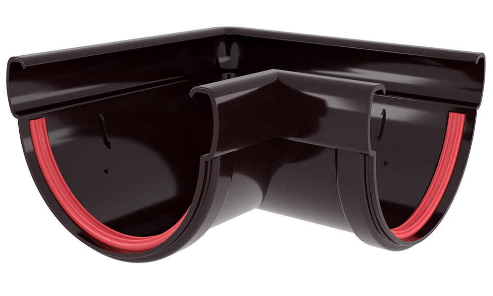 Угол желоба 90 град. 135 ПВХ Grand Line коричневый (RR32) изображение, анонсные картинки товара