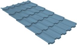 Металлочерепица квинта плюс Grand Line c 3D резом 0,45 Drap TX RAL 5024 пастельно-синий изображение, анонсные картинки товара