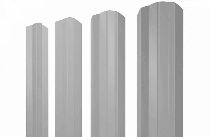 Штакетник М-образный А фигурный 0,45 PE RAL 9006бело-алюминиевый изображение, анонсные картинки товара