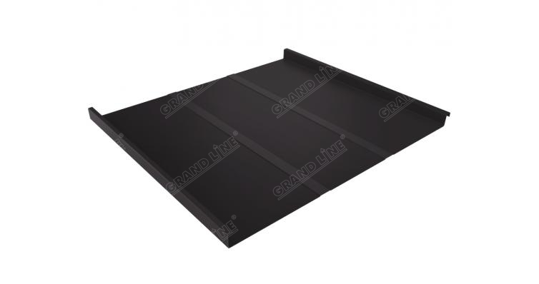 Фальц двойной стоячий Line Grand Line 0,5 GreenCoat Pural BT, matt на замках RR 32 темно-коричневый (RAL 8019 серо-коричневый) изображение, анонсные картинки товара