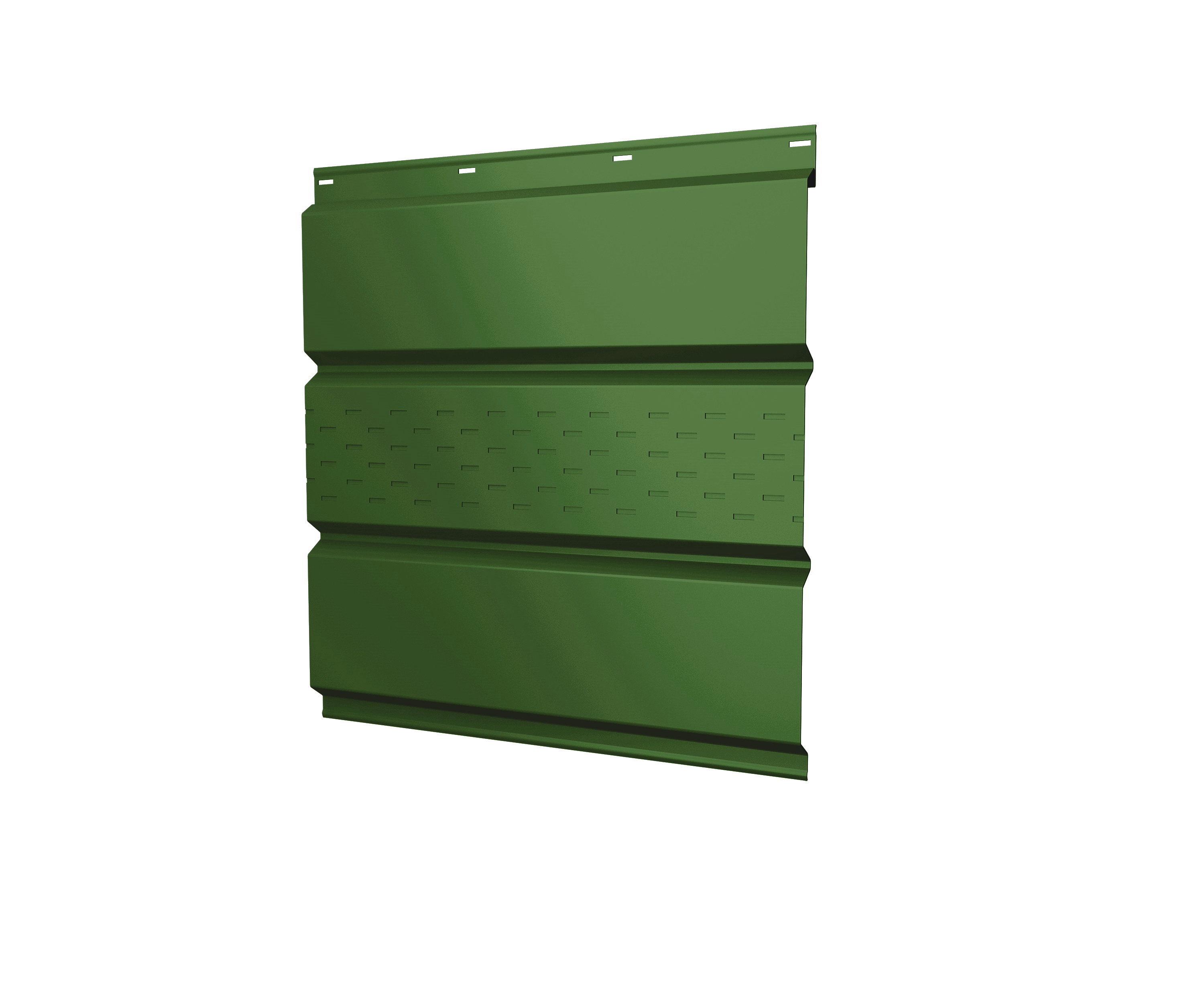 Софит металлический центральная перфорация 0,45 Drap TX с пленкой RAL 6005 зеленый мох изображение, анонсные картинки товара