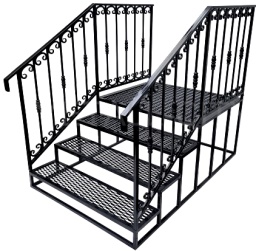 Крыльцо 100см, 3 ступеньки, площадка, перила №3 изображение, анонсные картинки товара