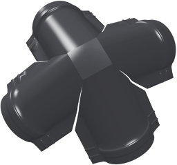 Четверник конька малого полукруглого Velur X с пленкой RAL 7024 мокрый асфальт изображение, анонсные картинки товара