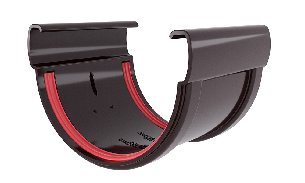 Соединитель желобов Дизайн 135 ПВХ Grand Line коричневый (RR32) изображение, анонсные картинки товара