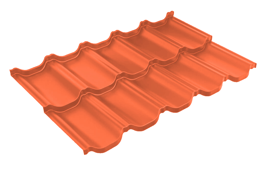 Металлочерепица модульная квинта Uno Grand Line c 3D резом 0,45 PE RAL 2004 оранжевый изображение, анонсные картинки товара
