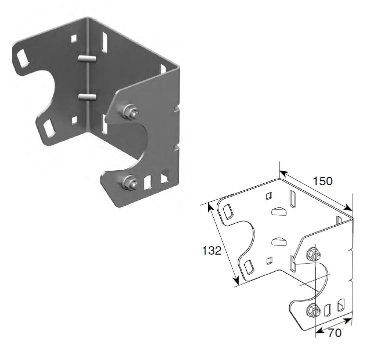 Кронштейн концевой П-образный 70мм модернизированный в сборе с болтами под заказ изображение, анонсные картинки товара