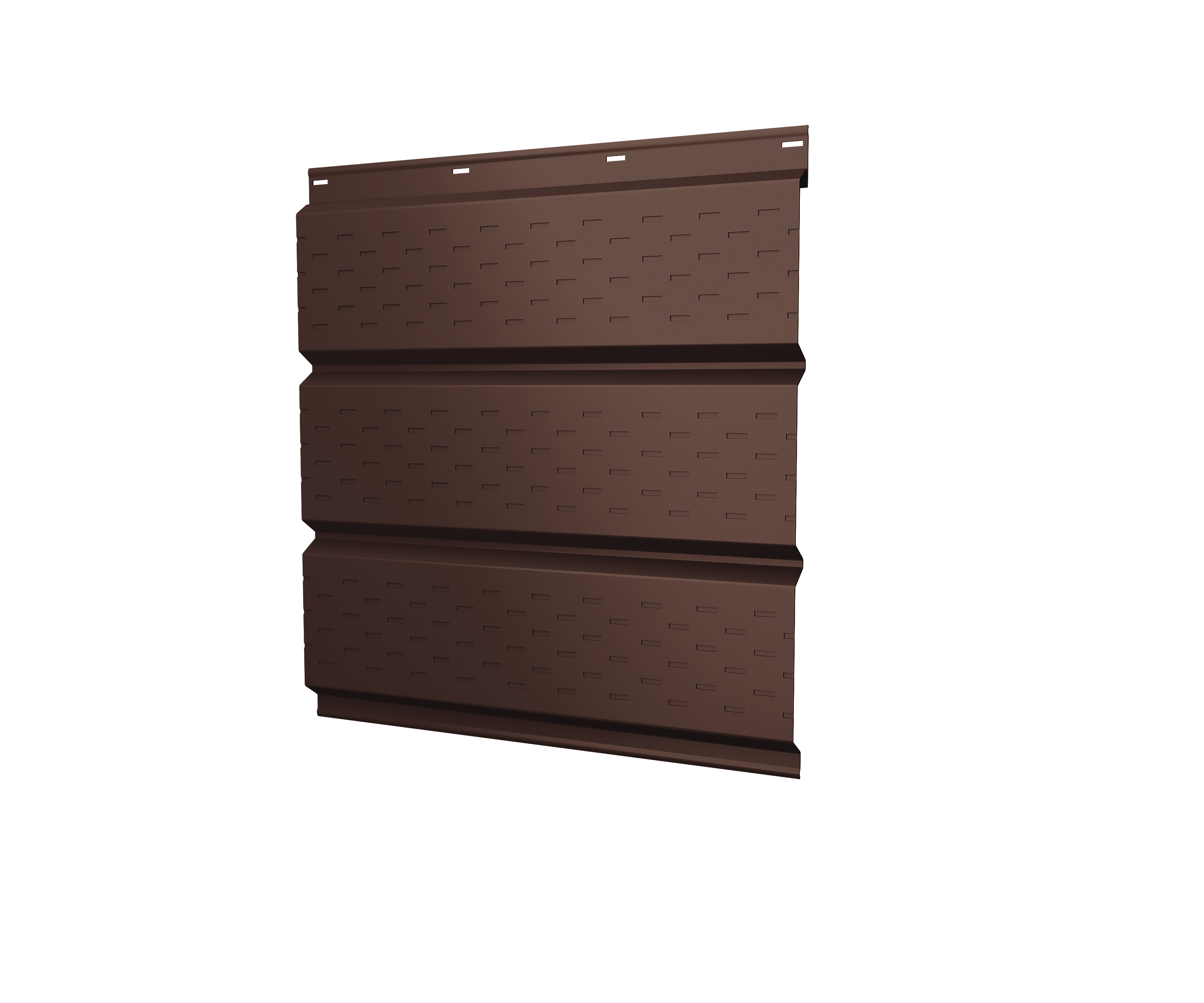 Софит металлический полная перфорация 0,5 Satin Matt TX с пленкой RAL 8017 шоколад изображение, анонсные картинки товара