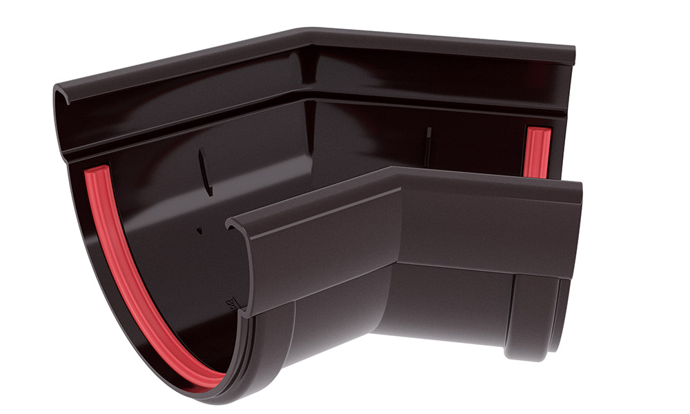 Угол желоба 135 град. 135 ПВХ Grand Line коричневый (RR32) изображение, анонсные картинки товара