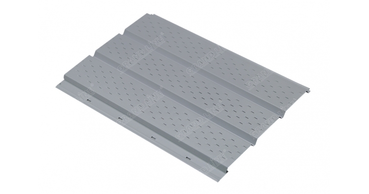 Софит металлический полная перфорация 0,45 PE с пленкой RAL 7004 сигнальный серый изображение, анонсные картинки товара