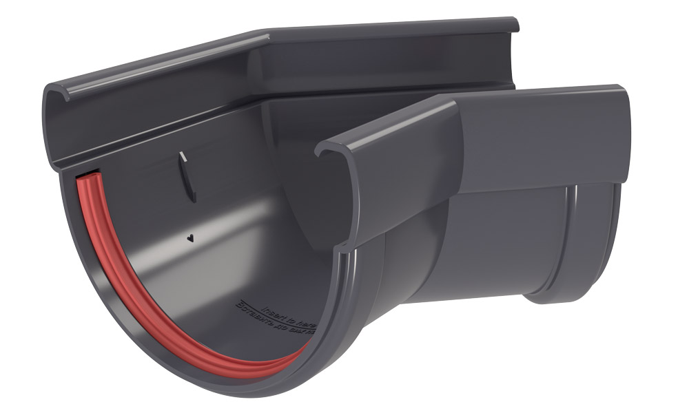 Угол желоба 135 град. 135 ПВХ Grand Line графит (RAL 7024) изображение, анонсные картинки товара