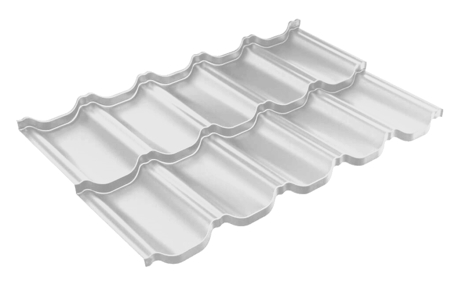 Металлочерепица модульная квинта Uno Grand Line c 3D резом 0,45 PE RAL 9003 сигнальный белый изображение, анонсные картинки товара