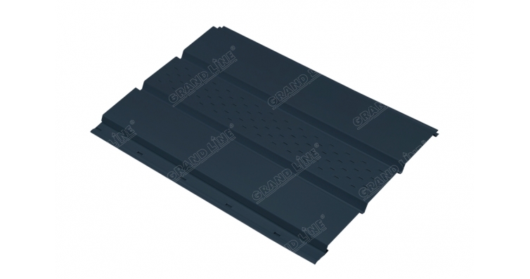 Софит металлический центральная перфорация 0,5 Satin с пленкой RAL 7024 мокрый асфальт изображение, анонсные картинки товара