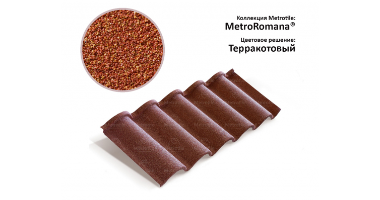 Лист Metrotile Romana терракотовый изображение, анонсные картинки товара