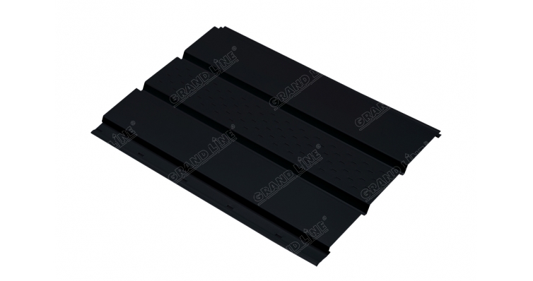 Софит металлический центральная перфорация 0,45 Drap с пленкой RAL 9005 черный изображение, анонсные картинки товара