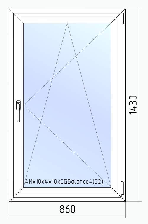 Окно ПВХ одностворчатое 860 x 1430 мм поворотно-откидное правое + комплектующие изображение, анонсные картинки товара