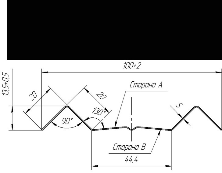 Штакетник М-образный А фигурный 0,45 Drap RAL 9005 черный изображение, анонсные картинки товара