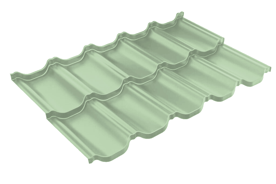 Профиль волновой модульный квинта Uno Grand Line c 3D резом 0,45 PE RAL 6019 бело-зеленый изображение, анонсные картинки товара