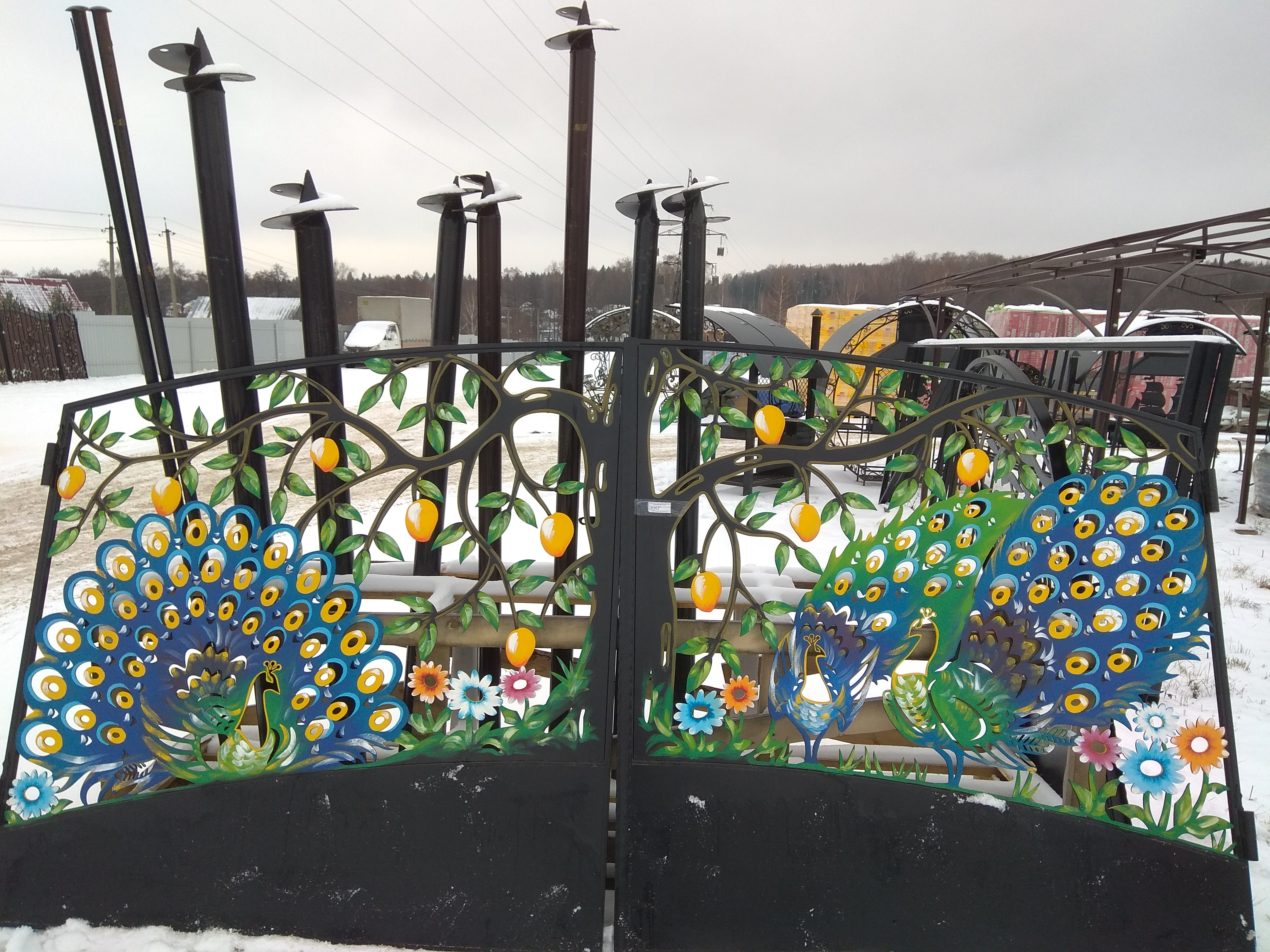 Ворота № 30 "Павлин с манго" 3,5 х 1,75м, без столбов изображение, анонсные картинки товара