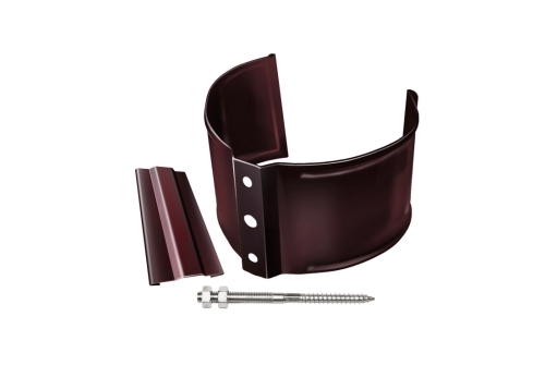 Хомут трубы металлический на камень Grand Line ПВХ бордо (RAL 3005) изображение, анонсные картинки товара