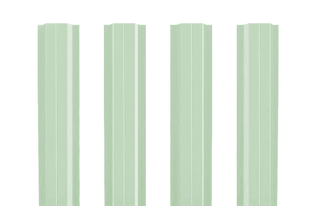 Штакетник П-образный A с прямым резом 0,45 PE RAL 6019 бело-зеленый изображение, анонсные картинки товара