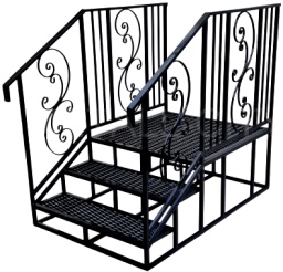 Крыльцо 100см, 2 ступеньки, площадка, перила №2 изображение, анонсные картинки товара