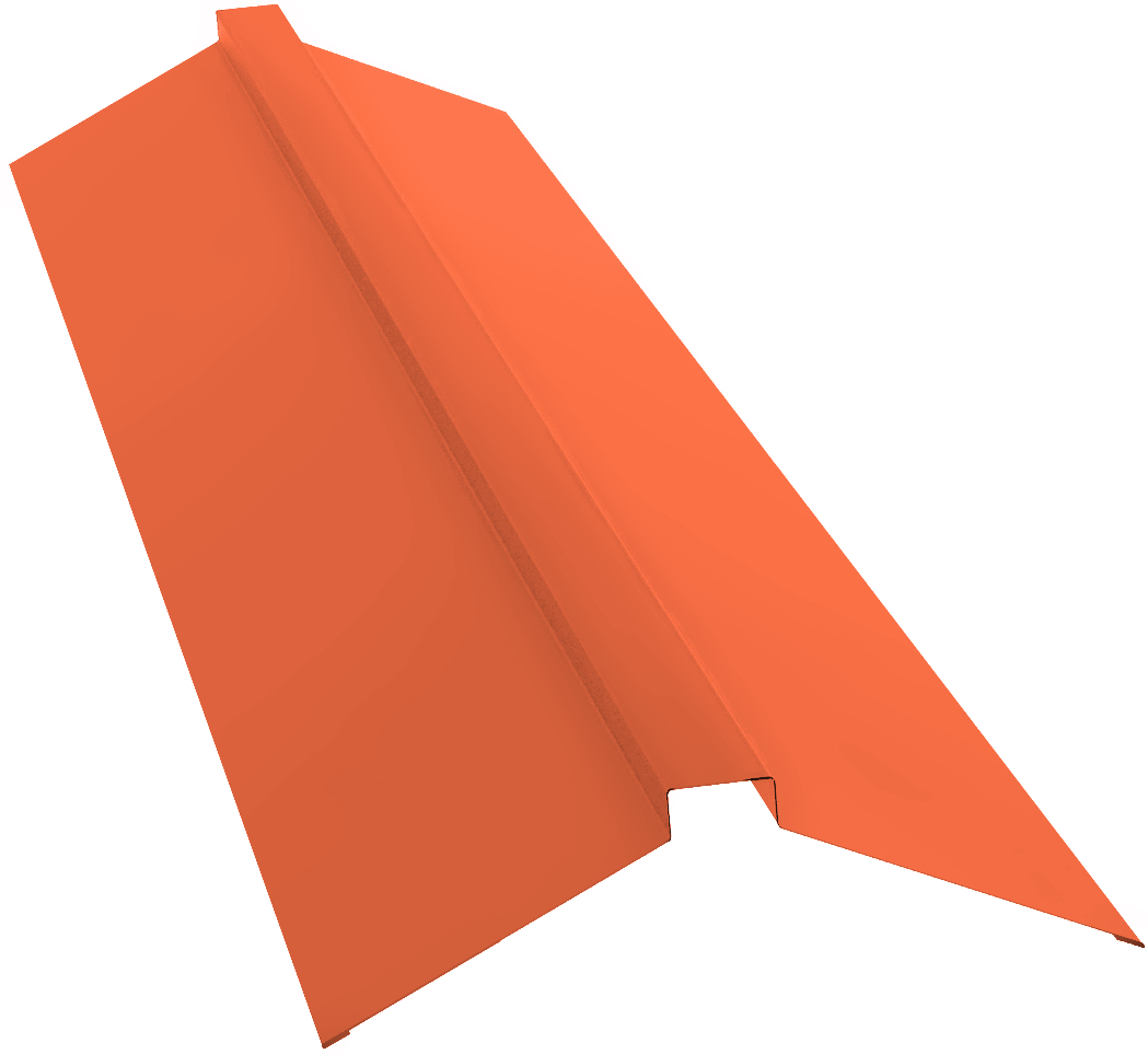 Планка конька плоского 190х190 0,45 PE с пленкой RAL 2004 оранжевый (3м) изображение, анонсные картинки товара