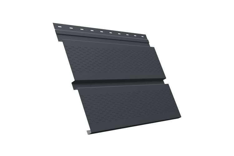 Софит металлический без перфорации 0,5 Satin Мatt с пленкой RAL 7024 мокрый асфальт изображение, анонсные картинки товара