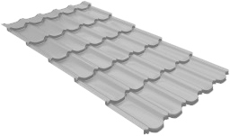 Металлочерепица квинта плюс Grand Line c 3D резом 0,45 Drap TX RAL 7047 телегрей 4 изображение, анонсные картинки товара