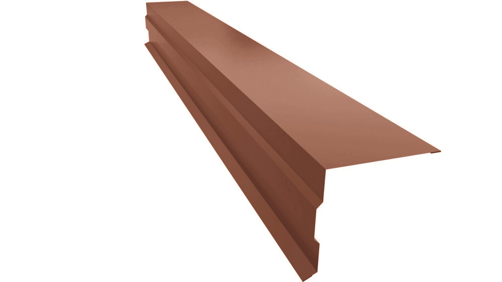 Планка торцевая фигурная 100х85 0,5 Satin с пленкой RAL 8004 терракота (3м) изображение, анонсные картинки товара