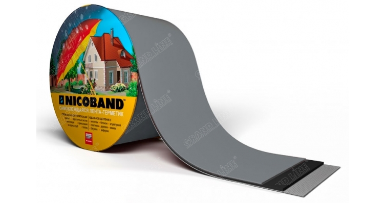 Герметизирующая лента Grand Line UniBand самоклеящаяся RAL 7024 темно-серая 10м*10см изображение, анонсные картинки товара