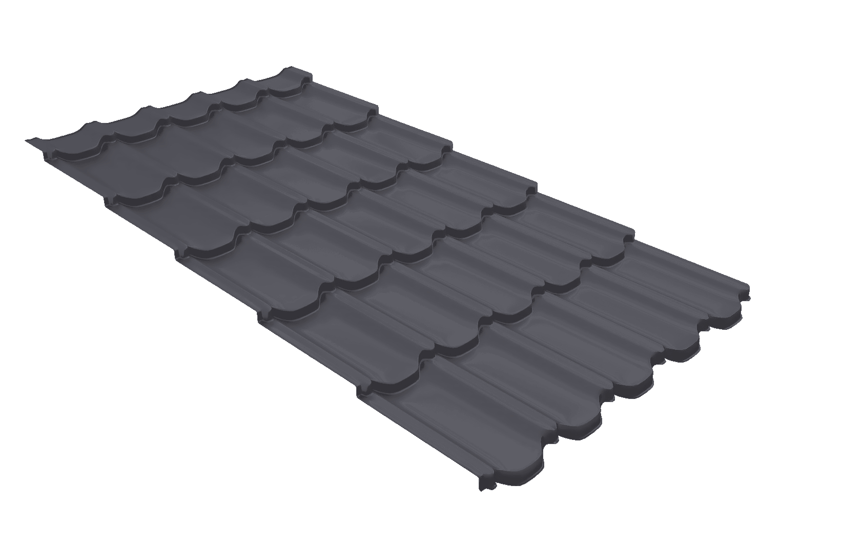 Металлочерепица квинта плюс Grand Line c 3D резом 0,45 PE-Double RAL 7016 антрацитово-серый изображение, анонсные картинки товара
