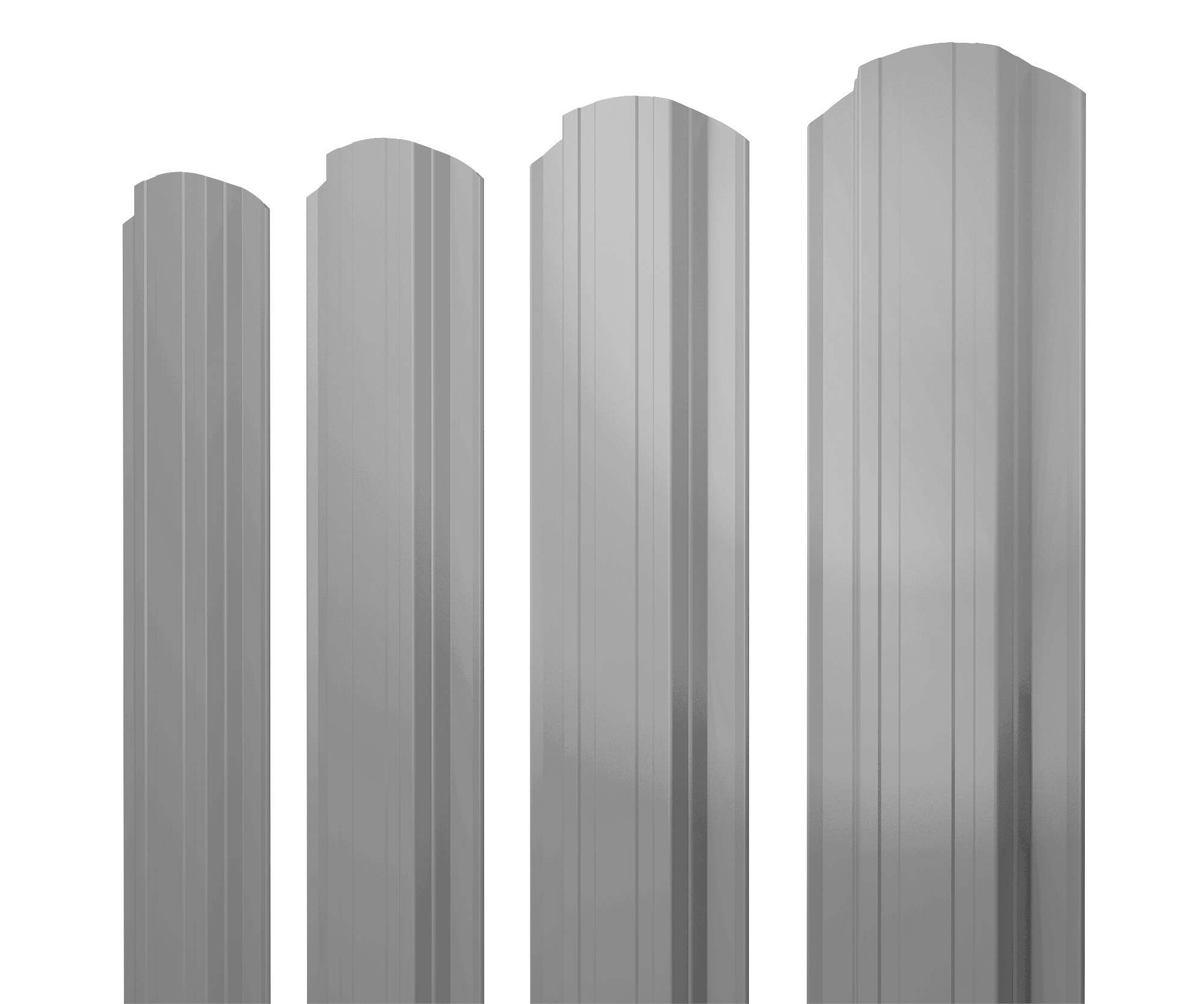 Штакетник Прямоугольный фигурный 0,5 Satin RAL 9006бело-алюминиевый изображение, анонсные картинки товара