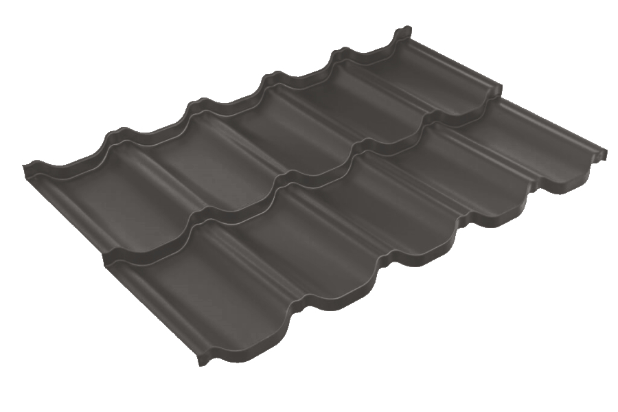Металлочерепица модульная квинта Uno Grand Line c 3D резом 0,45 Drap RR 32 темно-коричневый изображение, анонсные картинки товара