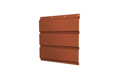 Софит металлический центральная перфорация 0,45 Drap TX с пленкой RAL 8004 терракота изображение, анонсные картинки товара