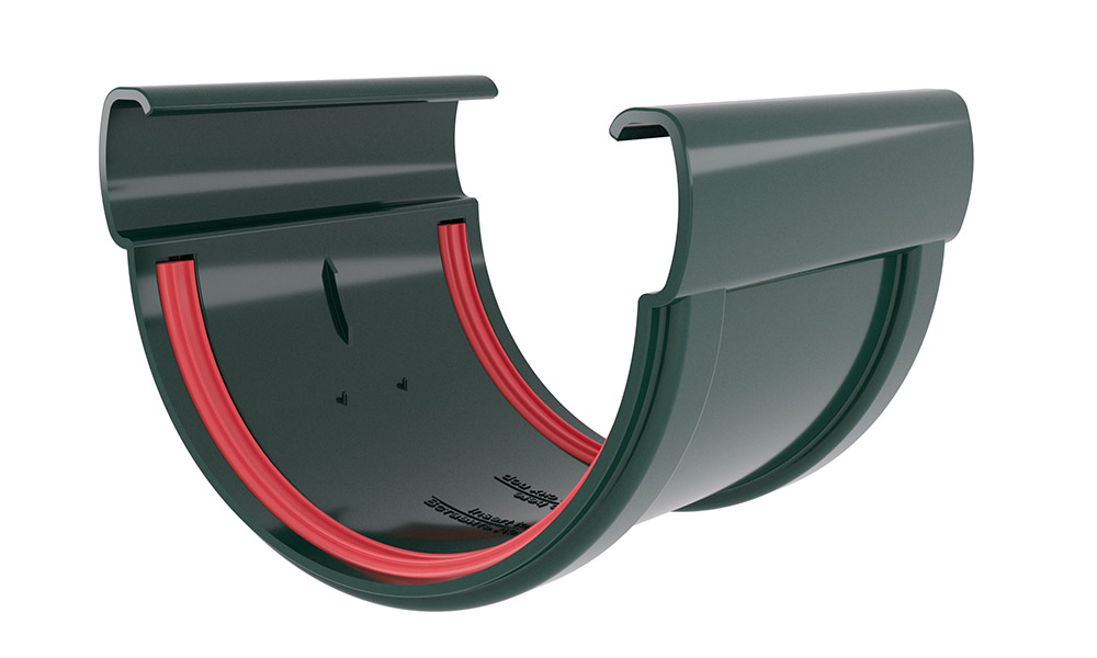 Соединитель желобов Дизайн 135 ПВХ Grand Line зелёный (RAL 6005) изображение, анонсные картинки товара