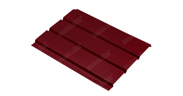 Софит металлический центральная перфорация 0,45 РЕ с пленкой RAL 3005 красное вино изображение, анонсные картинки товара